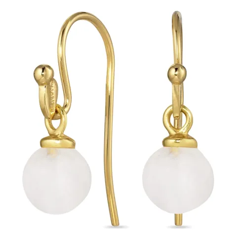 8 mm Mondstein Ohrhaken in vergoldetem Silber