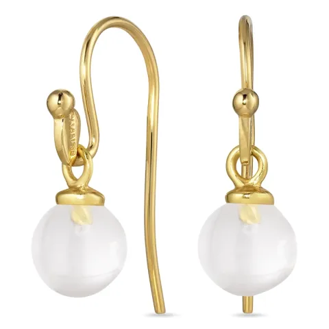 8 mm klar Quarz Ohrhaken in vergoldetem Silber