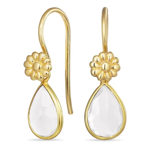 Tropfen Mondstein Ohrhaken in vergoldetem Silber