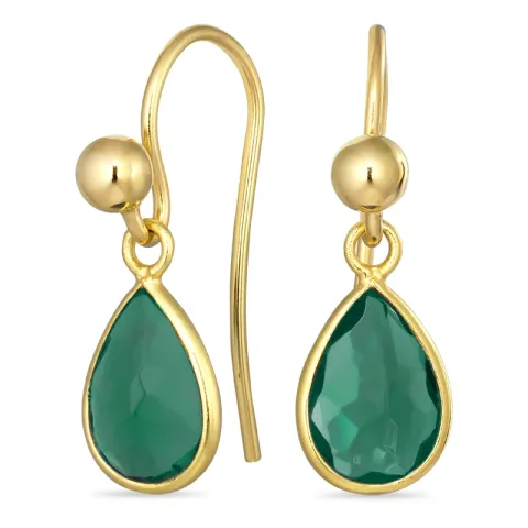 Tropfen grünem Bergkristall Ohrhaken in vergoldetem Silber