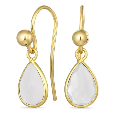 Tropfen Mondstein Ohrhaken in vergoldetem Silber
