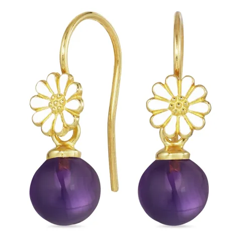 Marguerite violettem Bergkristall Ohrhaken in vergoldetem Silber