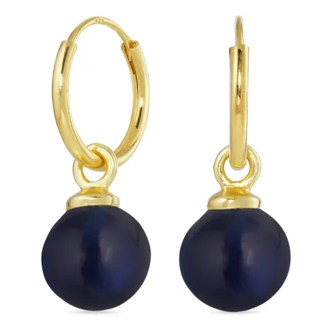 12 mm synthetisch blauem Saphir Kreole in vergoldetem Silber