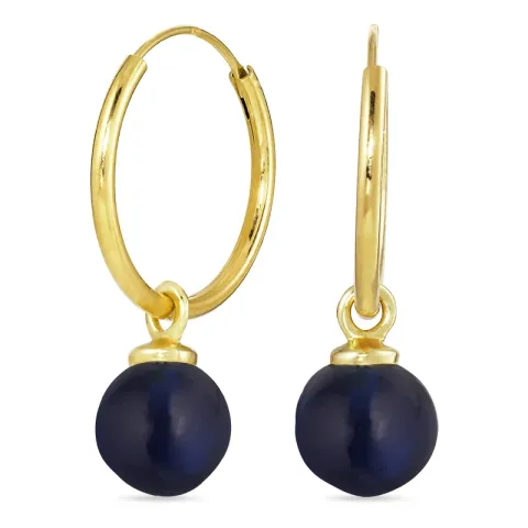 18 mm synthetisch blauem Saphir Kreole in vergoldetem Silber