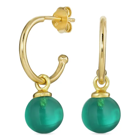 12 mm Aqua Bergkristall Halbkreolen in vergoldetem Silber