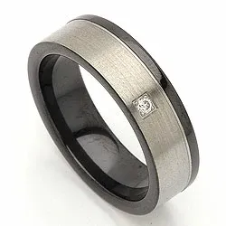 Trauring in schwarz Stahl und Stahl 0,020 ct