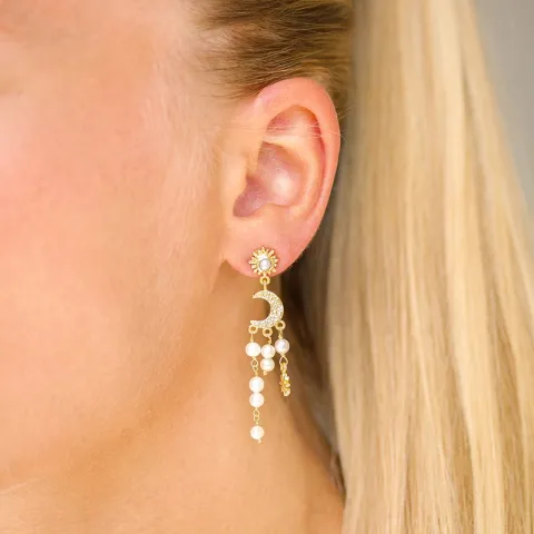 Mond und Stern Ohrringe in vergoldetes Messing - Eliné