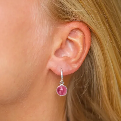 runden pink Bergkristall Ohrringe in versilbertes Messing - Eliné