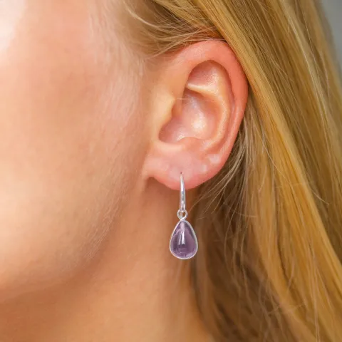 Tropfen violettem Bergkristall Ohrringe in versilbertes Messing - Loom Stones