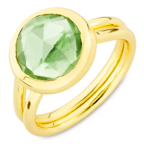 hellgrünem Bergkristall Ring aus vergoldetes Messing - Loom Stones