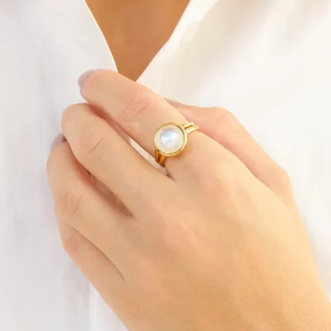 Mondstein Ring aus vergoldetes Messing - Loom Stones