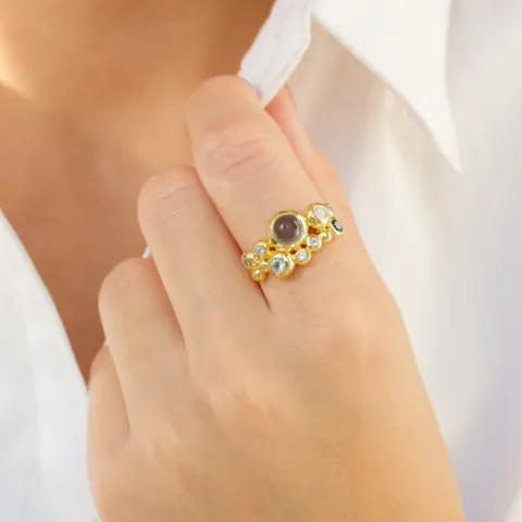 blauem Ring aus vergoldetes Messing - Bubbly Twist