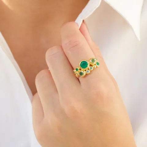 grünem Ring aus vergoldetes Messing - Bubbly Twist