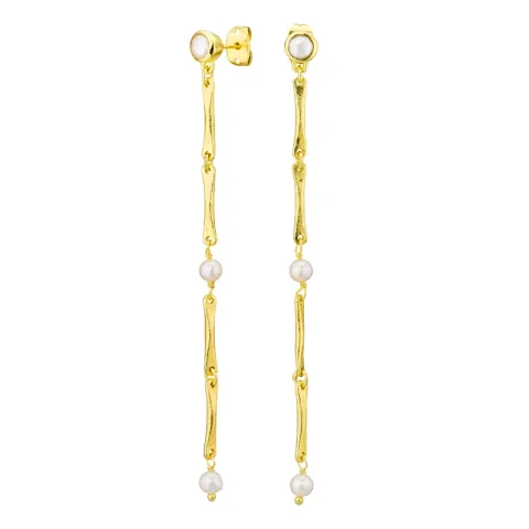 lange Perle ketten ohrringe in vergoldetes Messing - Eliné