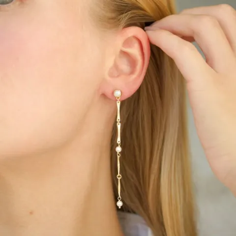 lange Perle ketten ohrringe in vergoldetes Messing - Eliné
