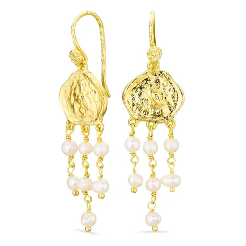 weißem Perle Ohrringe in vergoldetes Messing - Eliné