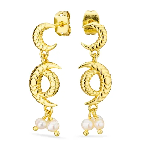 Mond Perle Ohrringe in vergoldetes Messing - Eliné