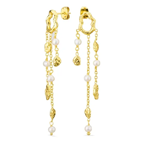 Perle ketten ohrringe in vergoldetes Messing - Eliné