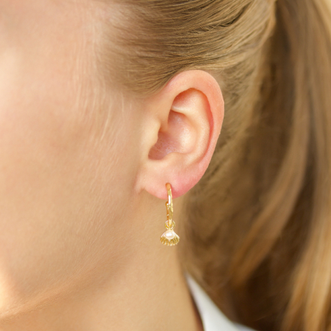 Perle Halbkreolen in vergoldetes Messing - Eliné