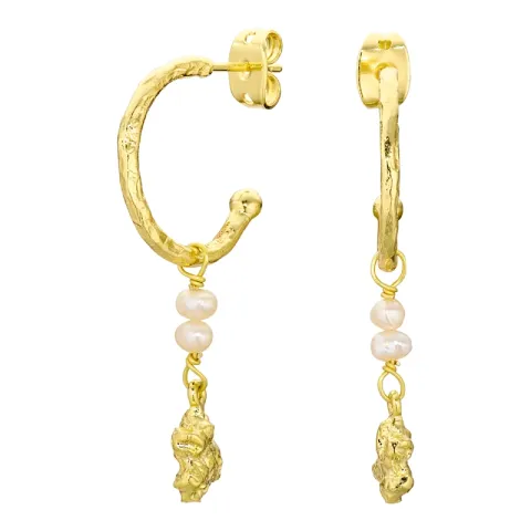 Perle Halbkreolen in vergoldetes Messing - Eliné