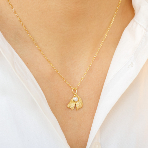 Perle Halskette aus vergoldetes Messing - Eliné