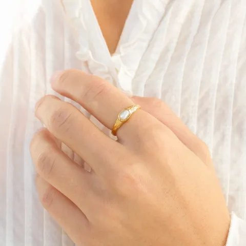Perle Ring aus vergoldetes Messing - Eliné