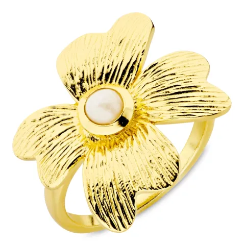 Blumen Perle Ring aus vergoldetes Messing - Eliné