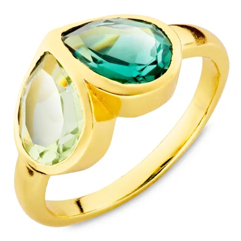 grünem Bergkristall Ring aus vergoldetes Messing - Loom Stones