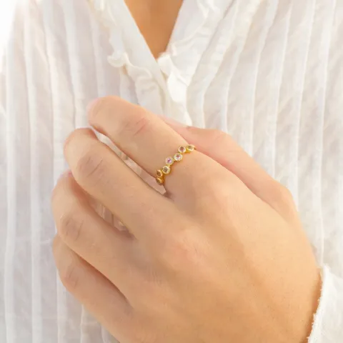 pink Bergkristall Ring aus vergoldetes Messing - Bubbly Twist