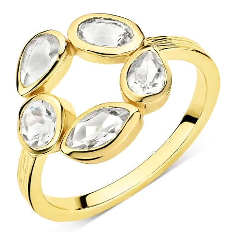 klar Quarz Ring aus vergoldetes Messing - Eliné