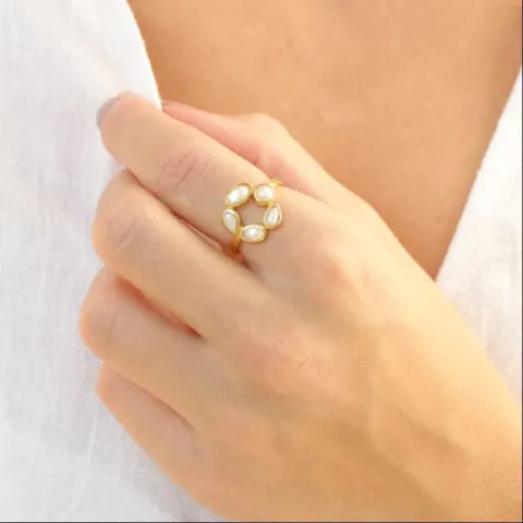 Perle Ring aus vergoldetes Messing - Eliné