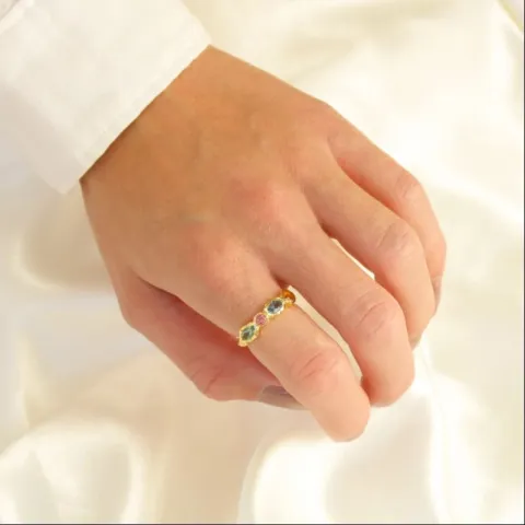 mehrfarbigem Bergkristall Ring aus vergoldetes Messing - Eliné