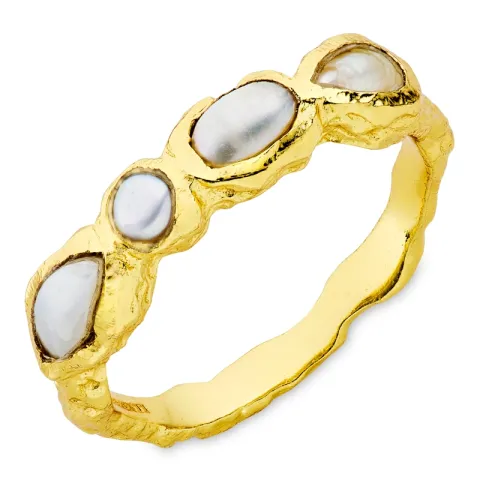 Perle Ring aus vergoldetes Messing - Eliné