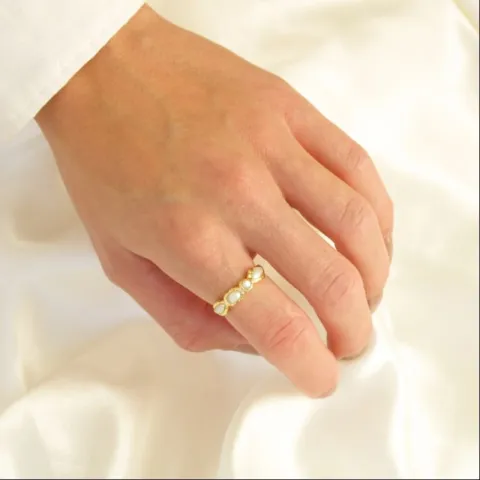 Perle Ring aus vergoldetes Messing - Eliné