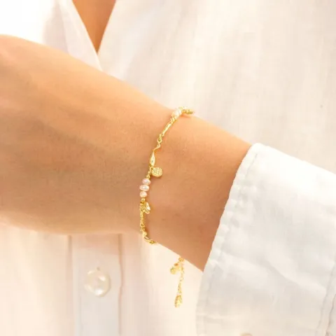 Perle Armband aus vergoldetes Messing - Eliné
