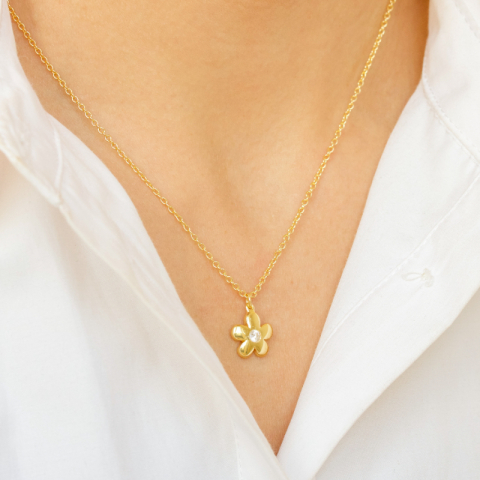 Blumen Halskette aus vergoldetes Messing - Eliné