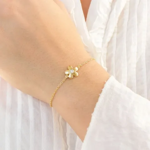 Blumen Zirkon Armband aus vergoldetes Messing - Eliné