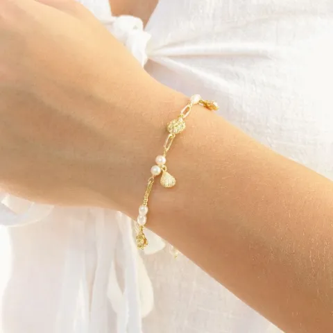 Perle Armband aus vergoldetes Messing - Eliné