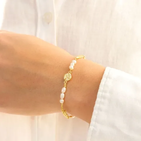 Perle Armband aus vergoldetes Messing - Eliné