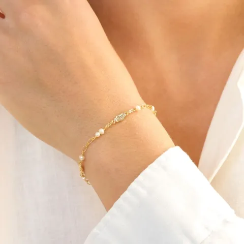 Perle Armband aus vergoldetes Messing - Eliné