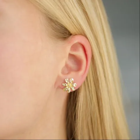 Blumen Ohrringe in vergoldetes Messing - Eliné