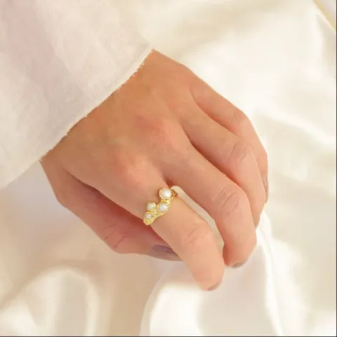 Perle Ring aus vergoldetes Messing - Eliné