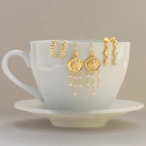 Zirkon Ohrringe in vergoldetes Messing - Eliné