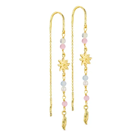 lange Stern ketten ohrringe in vergoldetes Messing - Eliné