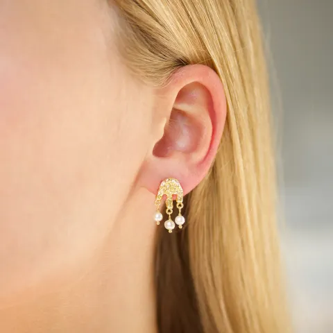 Perle Ohrringe in vergoldetes Messing - Eliné