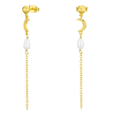 Perle ketten ohrringe in vergoldetes Messing - Eliné