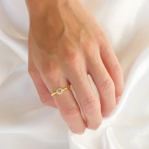 klar Quarz Ring aus vergoldetes Messing - Eliné