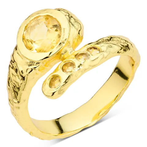 Gelb Bergkristall Ring aus vergoldetes Messing - Eliné