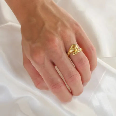 Gelb Bergkristall Ring aus vergoldetes Messing - Eliné