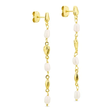 Perle ketten ohrringe in vergoldetes Messing - Eliné